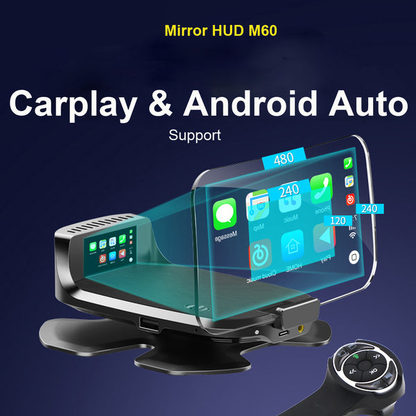 2020 Carplay Andorid Auto HUD Car Head up display Wireless Mirror Speed Projector Support Carplay Andorid Auto For All Cars OBD & Car Charger